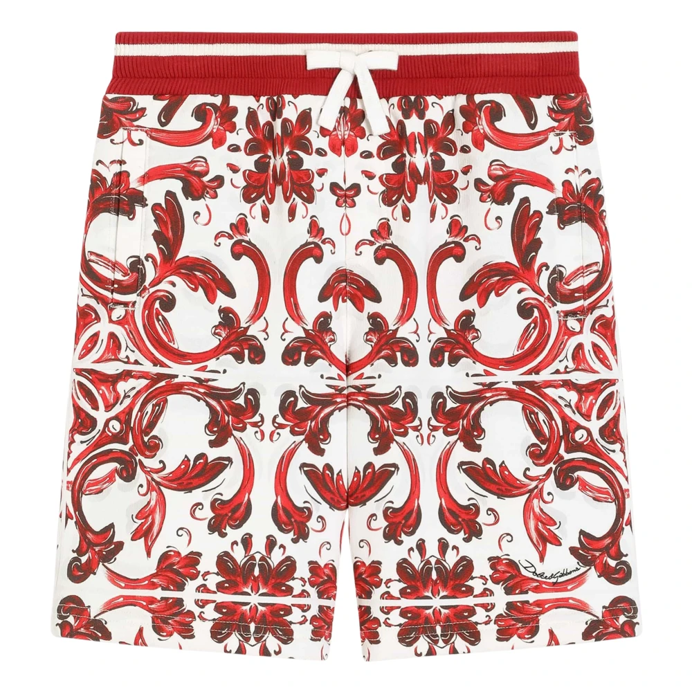 Dolce & Gabbana Boys Majolica Print Bermuda Shorts In Red - Unisex - Shorts - Multicolor - 5 Y | 110 Cm - Kids - Image 1