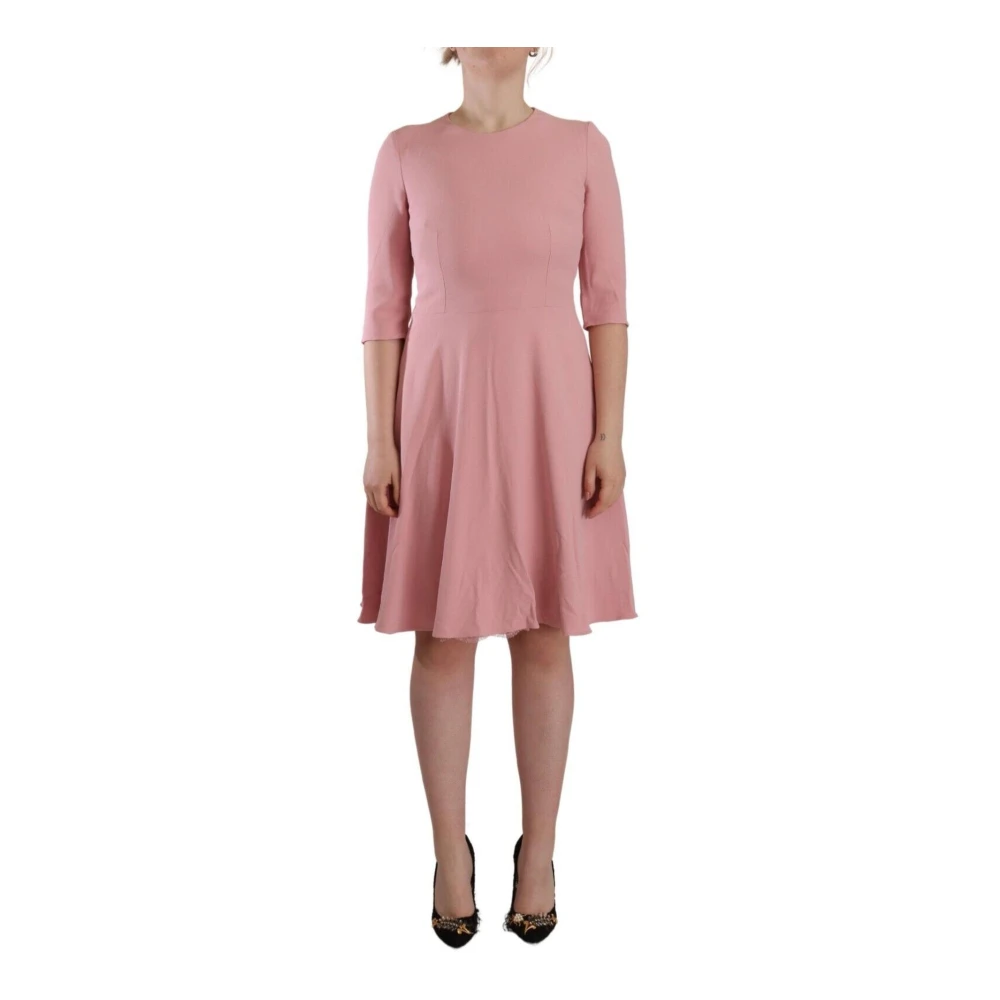 Dolce & Gabbana Pink 3/4 Sleeves Viscose Blend A-line Dress - IT44|L - Image 3