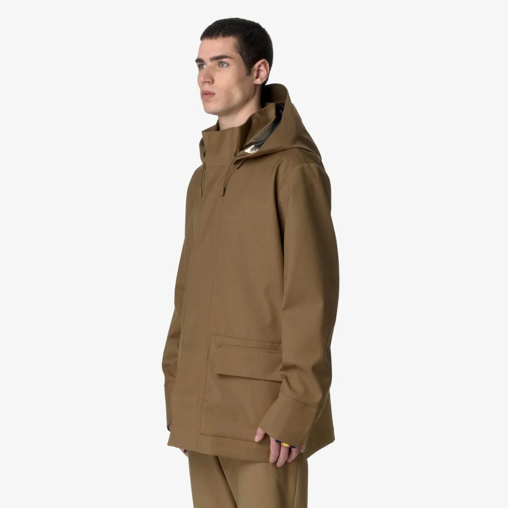 K-way Tech Wool Blend Jas met capuchon Brown Heren