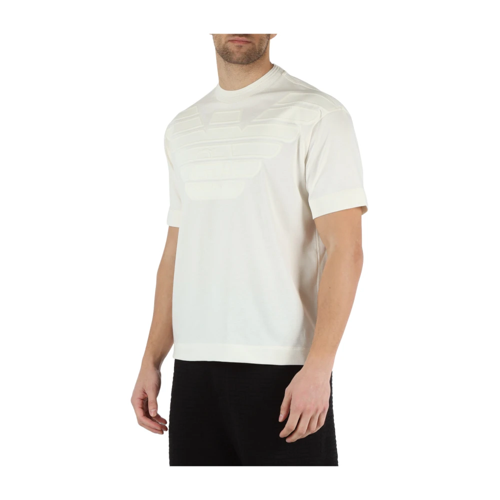 Emporio Armani T-shirt van zwaar katoen met bedrukt logo White Heren