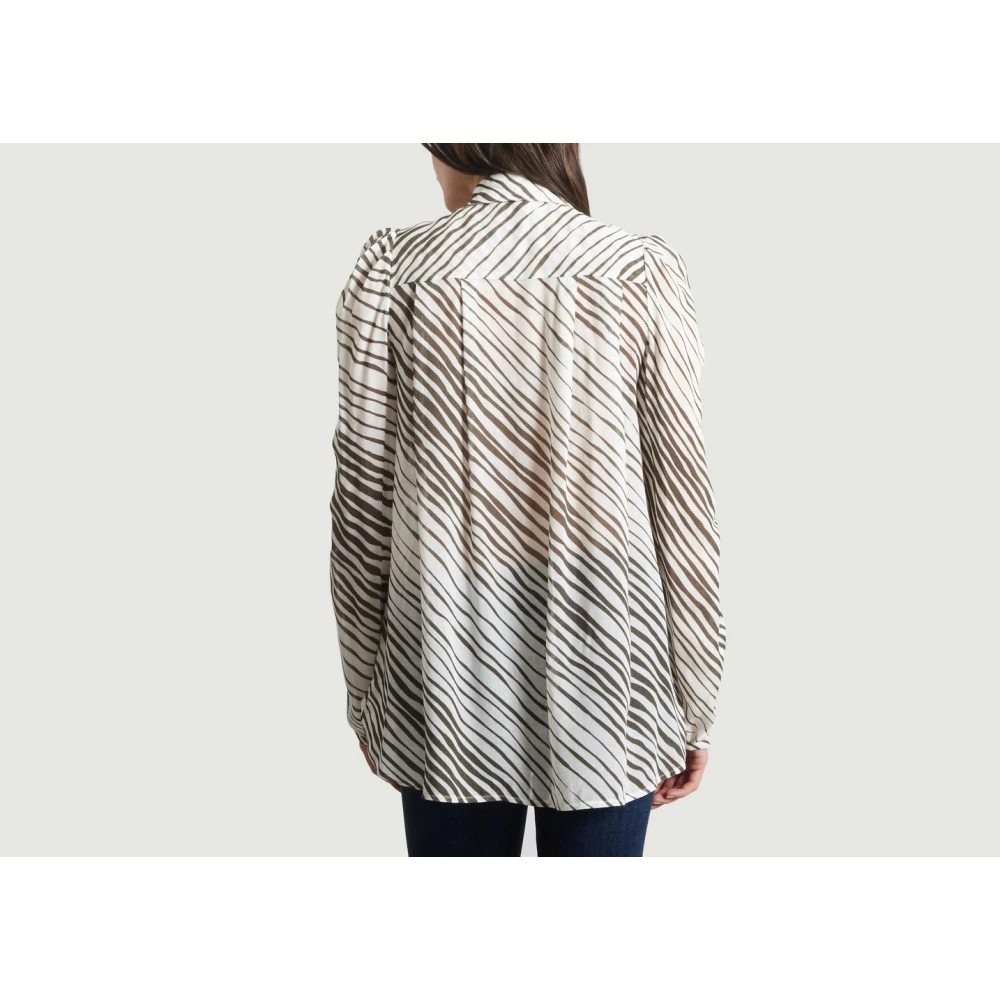 See by Chloé Zebra Gestreepte Blouse Beige Dames