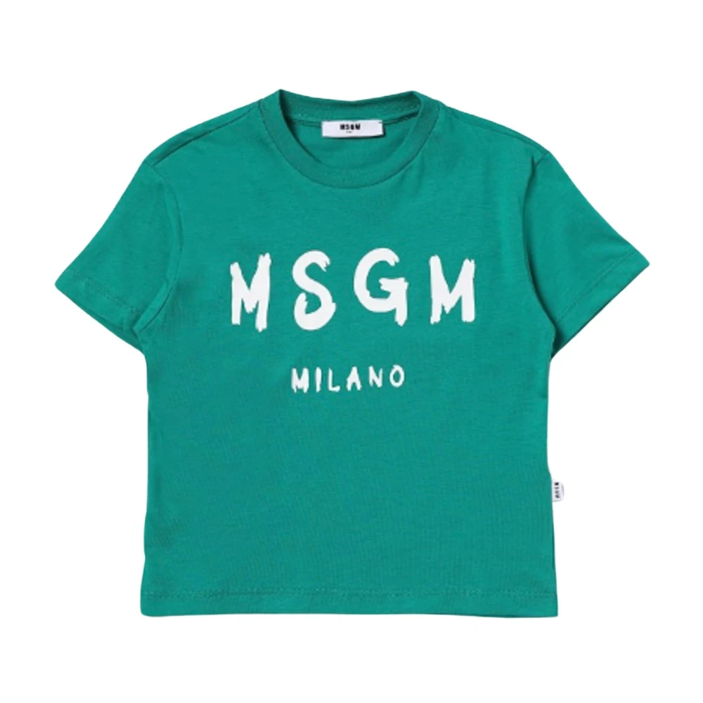 Msgm Groene Logo Print Dames T-Shirt Green Dames