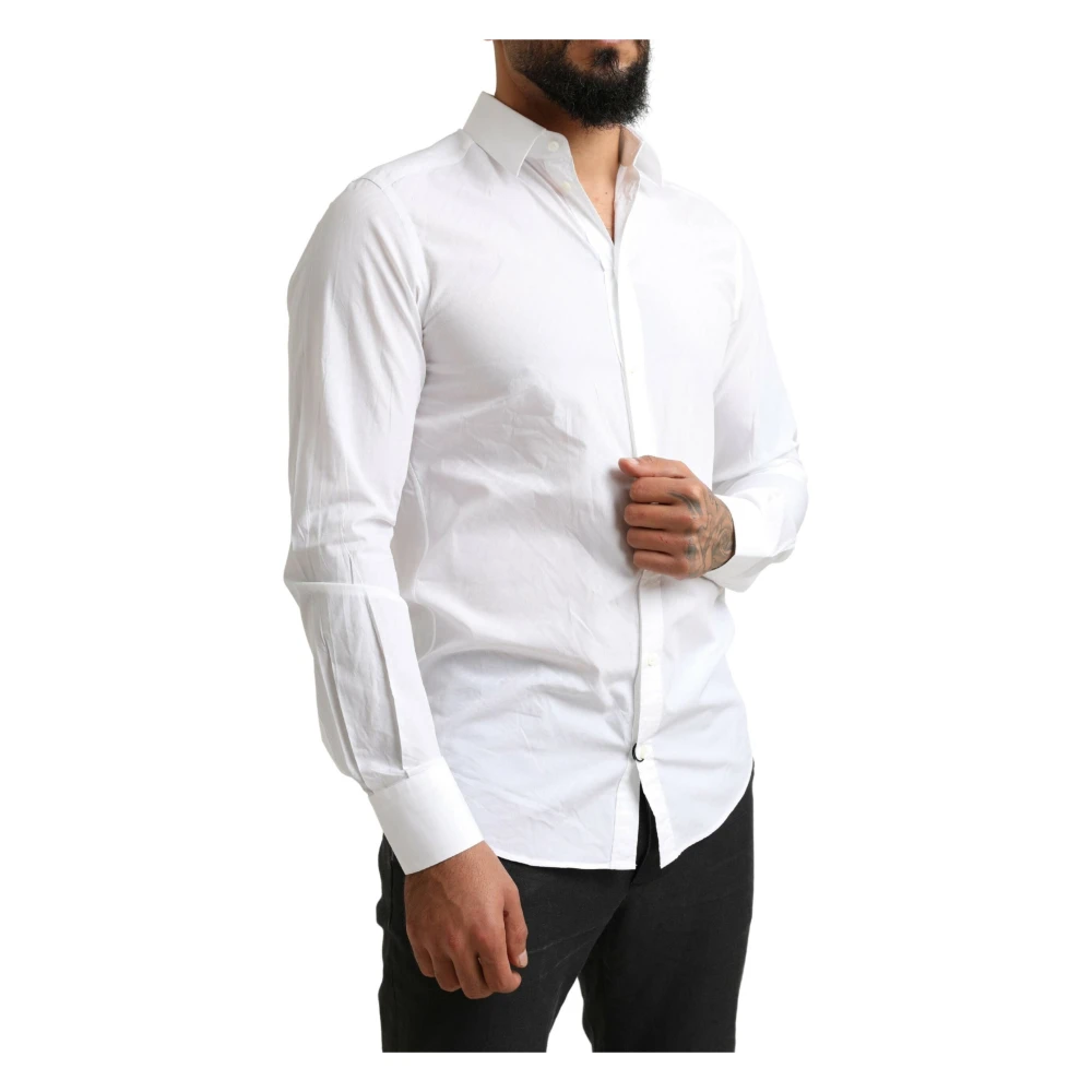 Dolce & Gabbana Elegante witte katoenen overhemd Martini White Heren