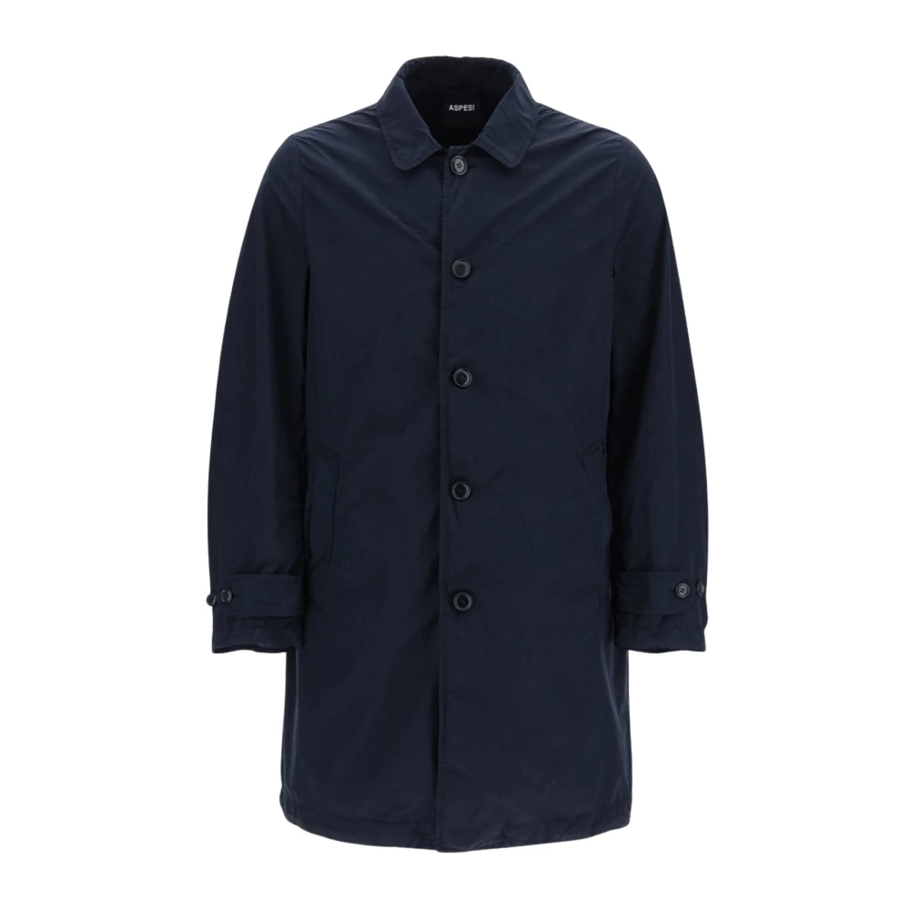 Aspesi Men's Blue Trench Coats, 2XL, Lemon Raincoat