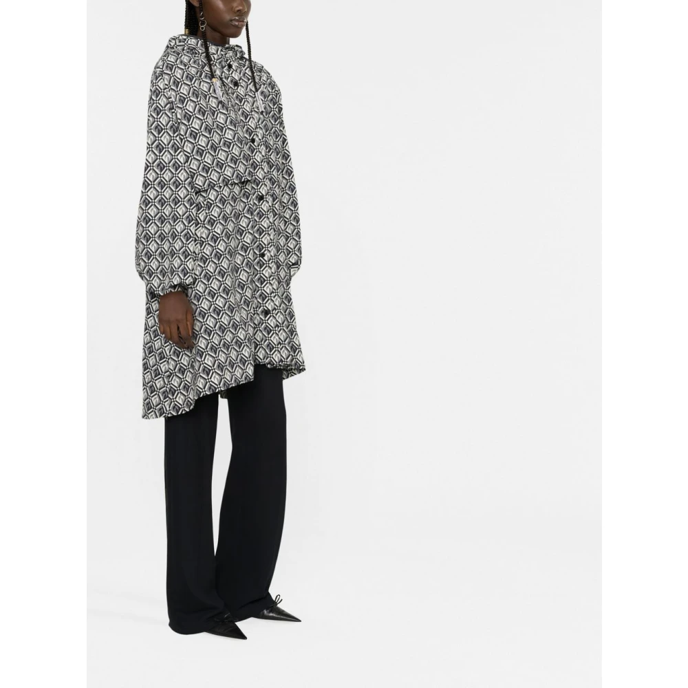 Marine Serre Maan Diamant Bedrukte Regenjas Black Dames