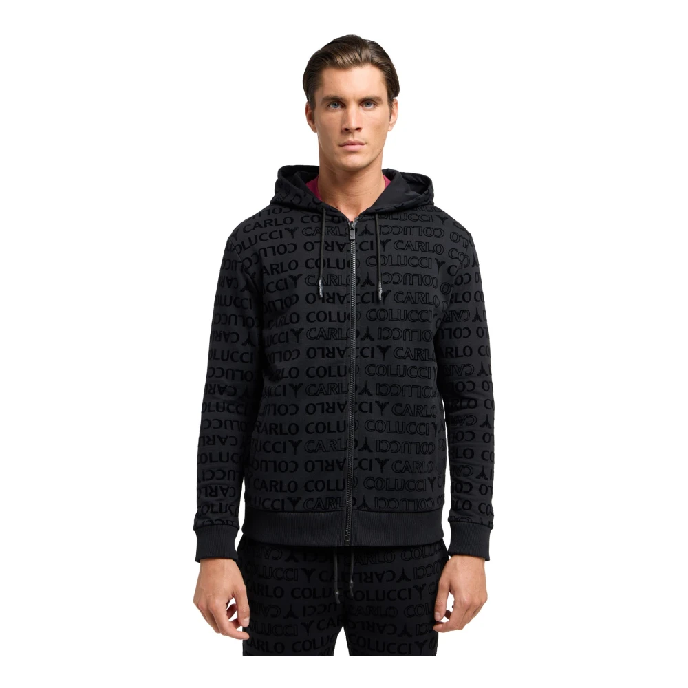 carlo colucci Stijlvolle hoodie jas Black Heren