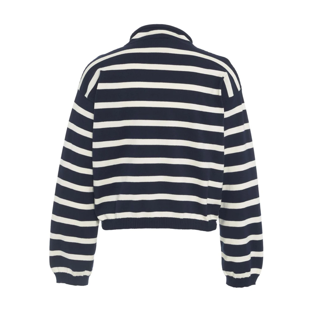 Semicouture Luxe Gestreepte Gebreide Trui Blauw Blue Dames
