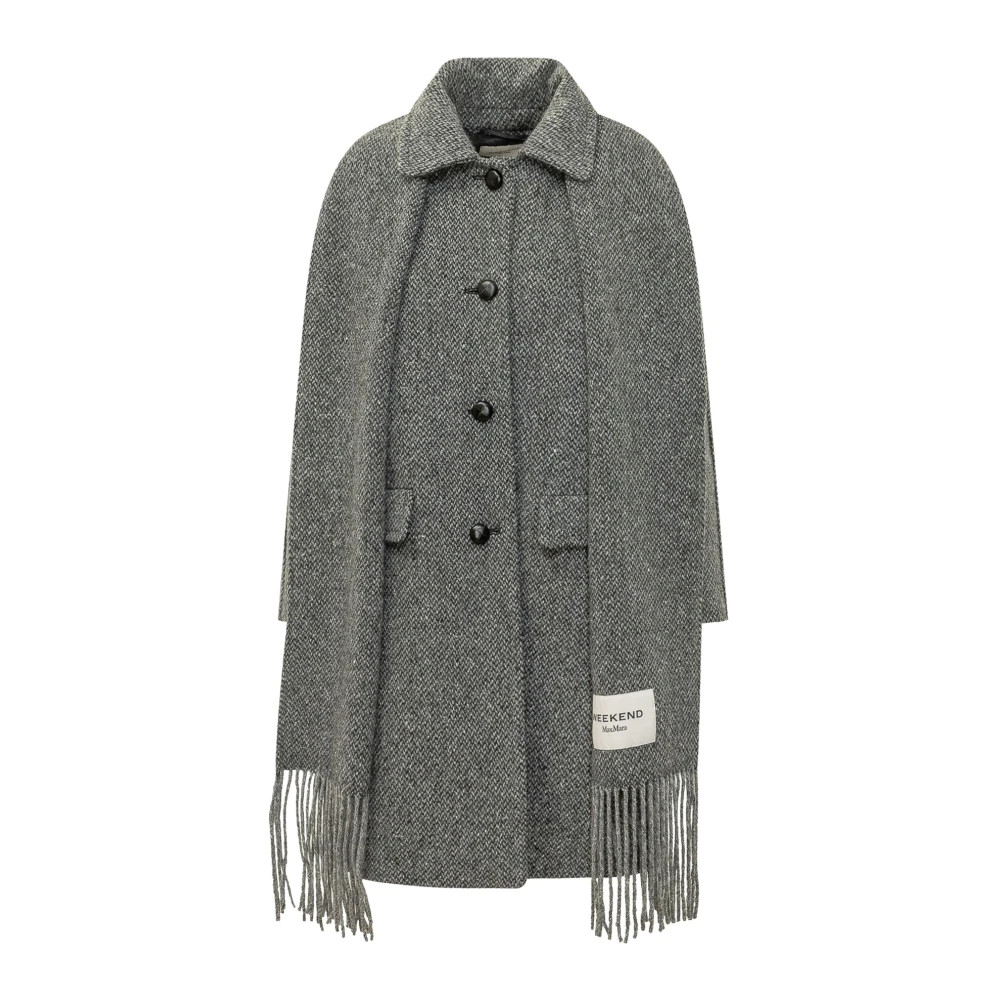 Weekend Max Mara Latino Logo Patch Tweed Scarf Coat - Bild 2