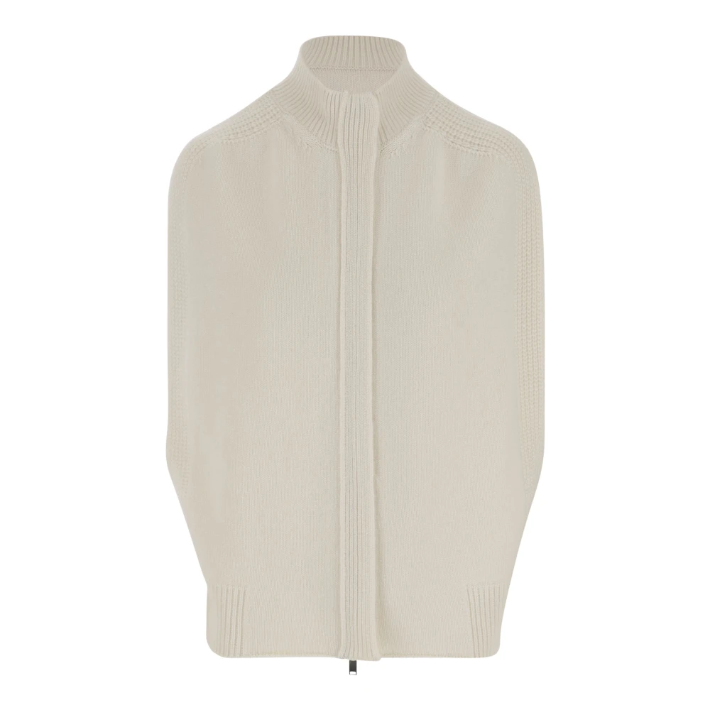 Sa Su Phi Witte Cropped Mouwloze Vest met Rits White Dames