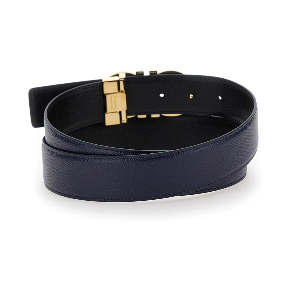 Salvatore Ferragamo Zwarte Omkeerbare Gancini Leren Riem Black Heren