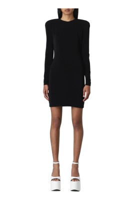 black-stretch-fabric-mini-dress