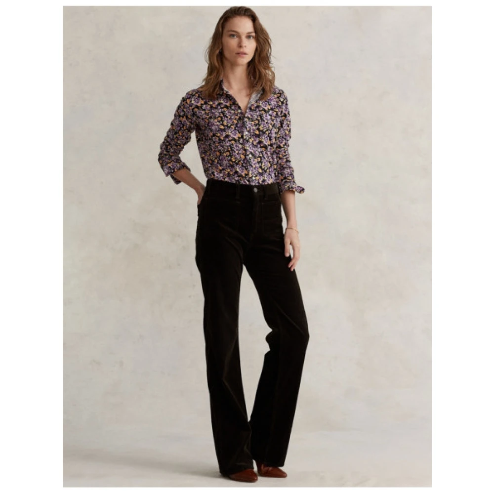 Polo Ralph Lauren Bruine Corduroy Flare Broek Jenn Stijl Brown Dames