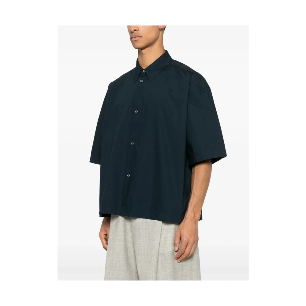 Studio Nicholson Navy Blue Klassieke Kraag Shirt Blue Heren