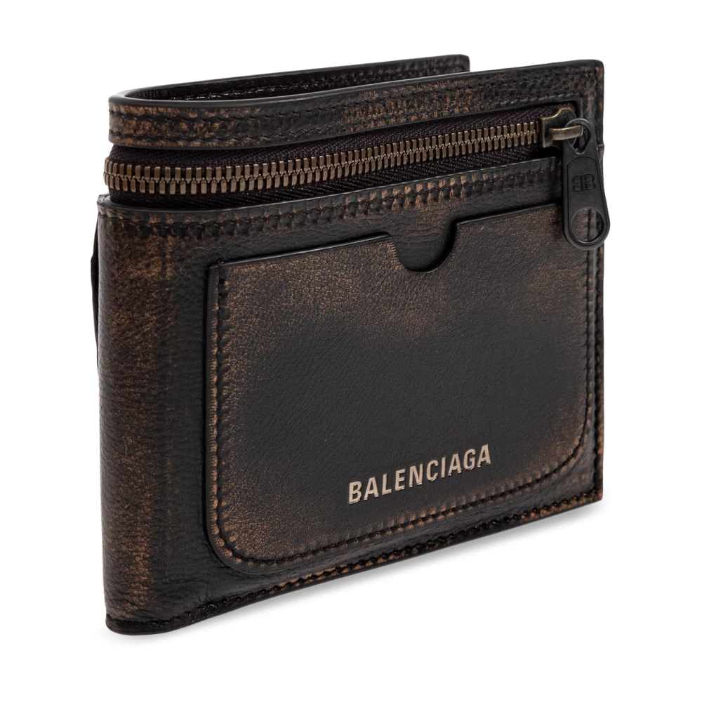 Balenciaga Leren portemonnee met logo Brown Heren