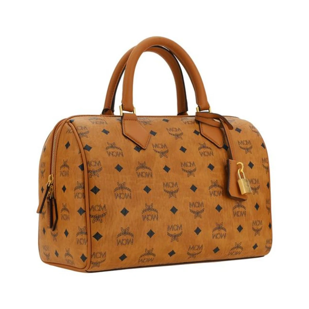 MCM Monogram Rits Handtas met Handvatten Brown Dames
