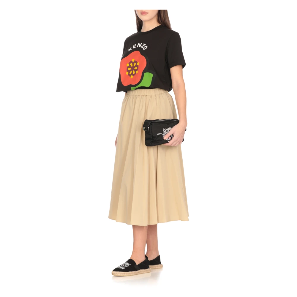 Kenzo Zwart Katoenen T-shirt met Logo Print Black Dames