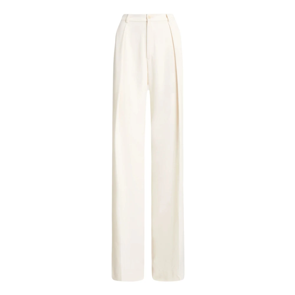 Ralph Lauren Pleated Slim Fit Full Length Pants White, Dam