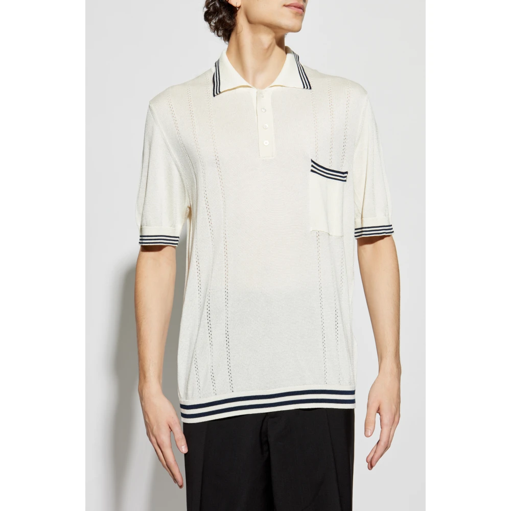 Golden Goose Gestreept Poloshirt Beige Heren