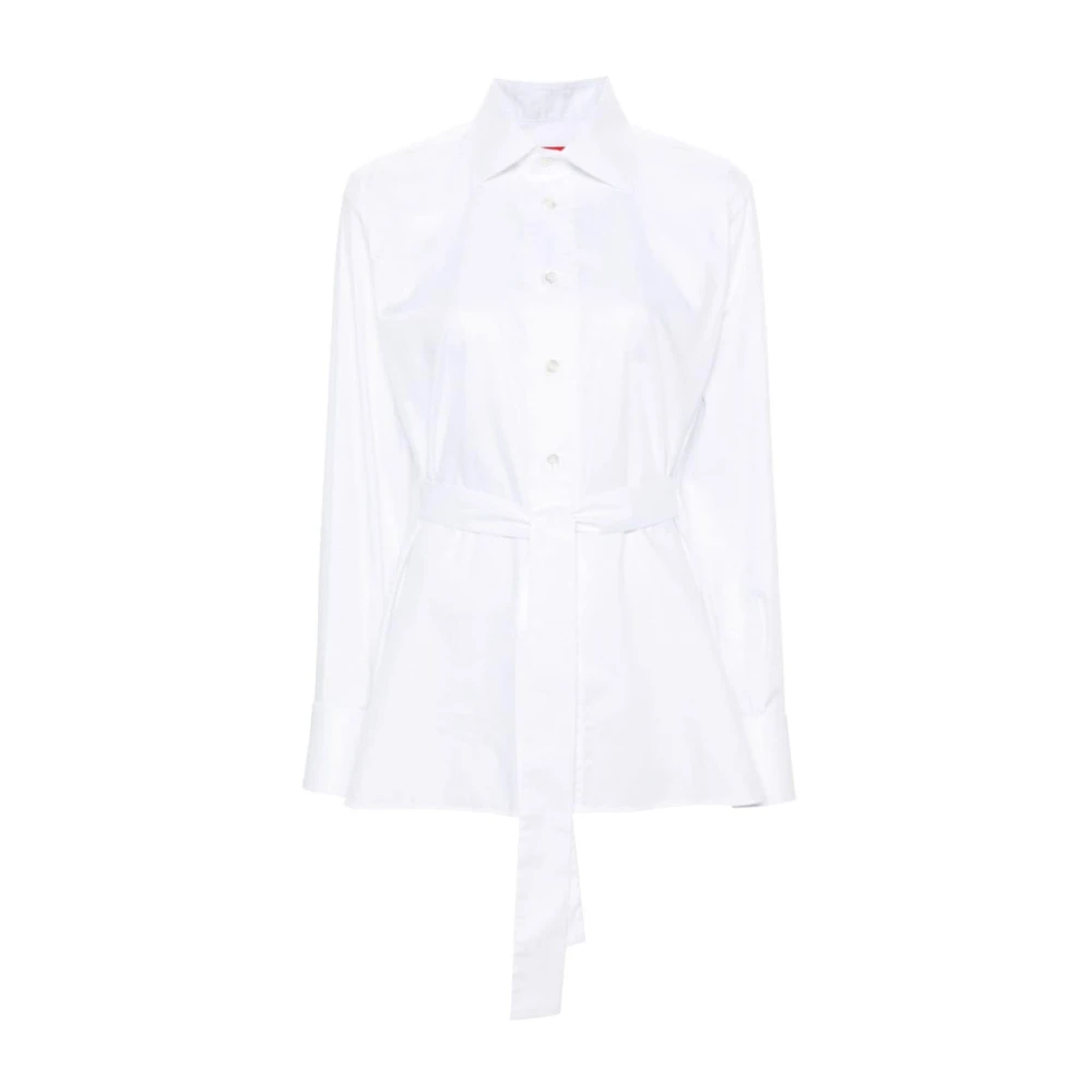 Wild Cashmere Witte Katoenen Overhemd met Strikbevestigingsriem White Dames