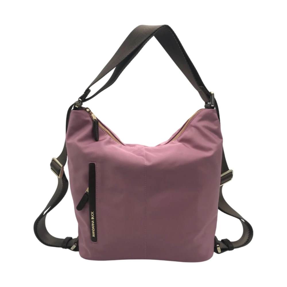 Mandarina Duck Omkeerbare Nylon Schoudertas met Eco-leer Details Purple Dames