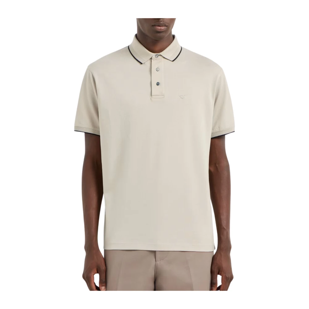 Emporio Armani Silver Polo Skjorta med Stiligt Design Beige, Herr