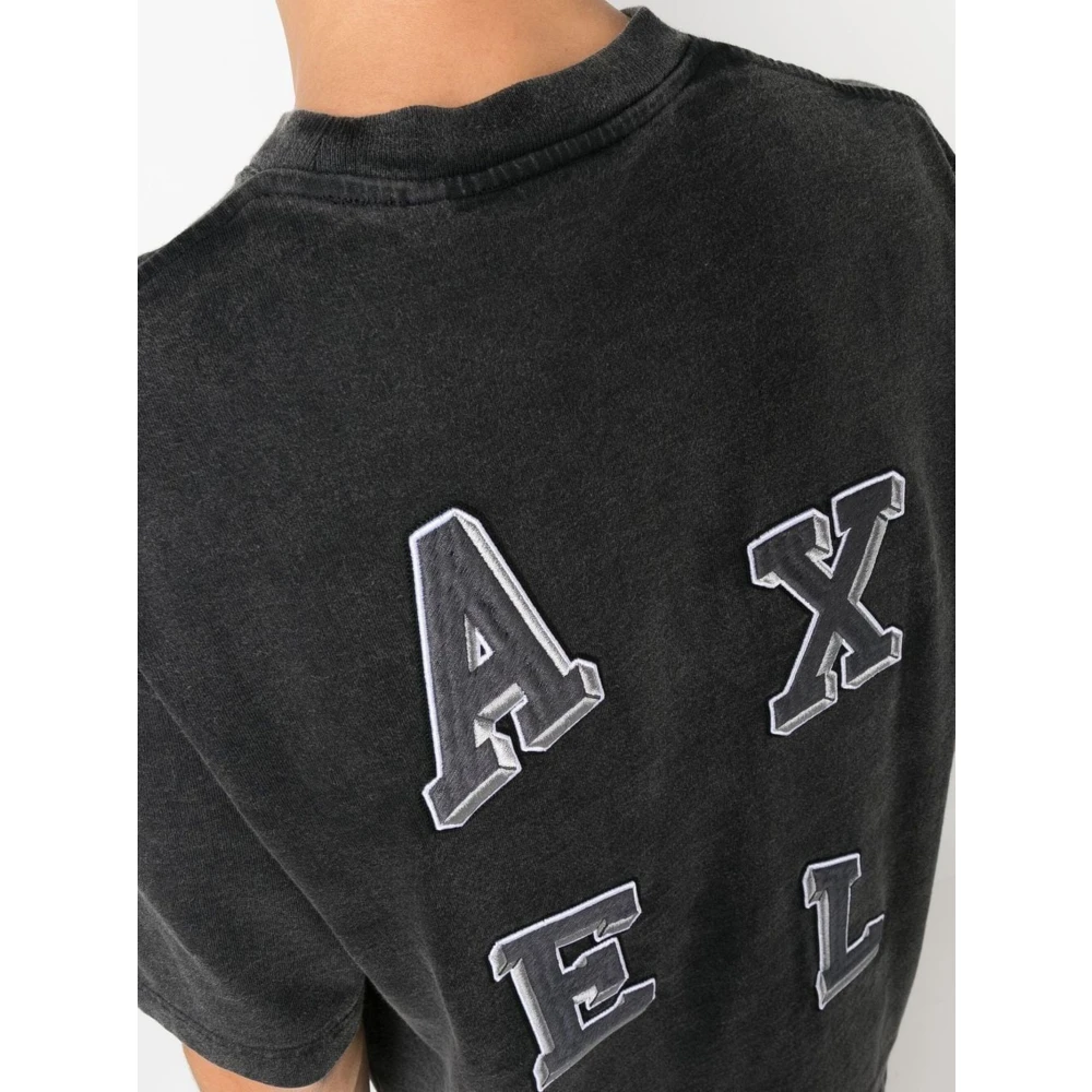 Axel Arigato Grijze Katoenen T-shirt met Geborduurde Achterletters Gray Heren