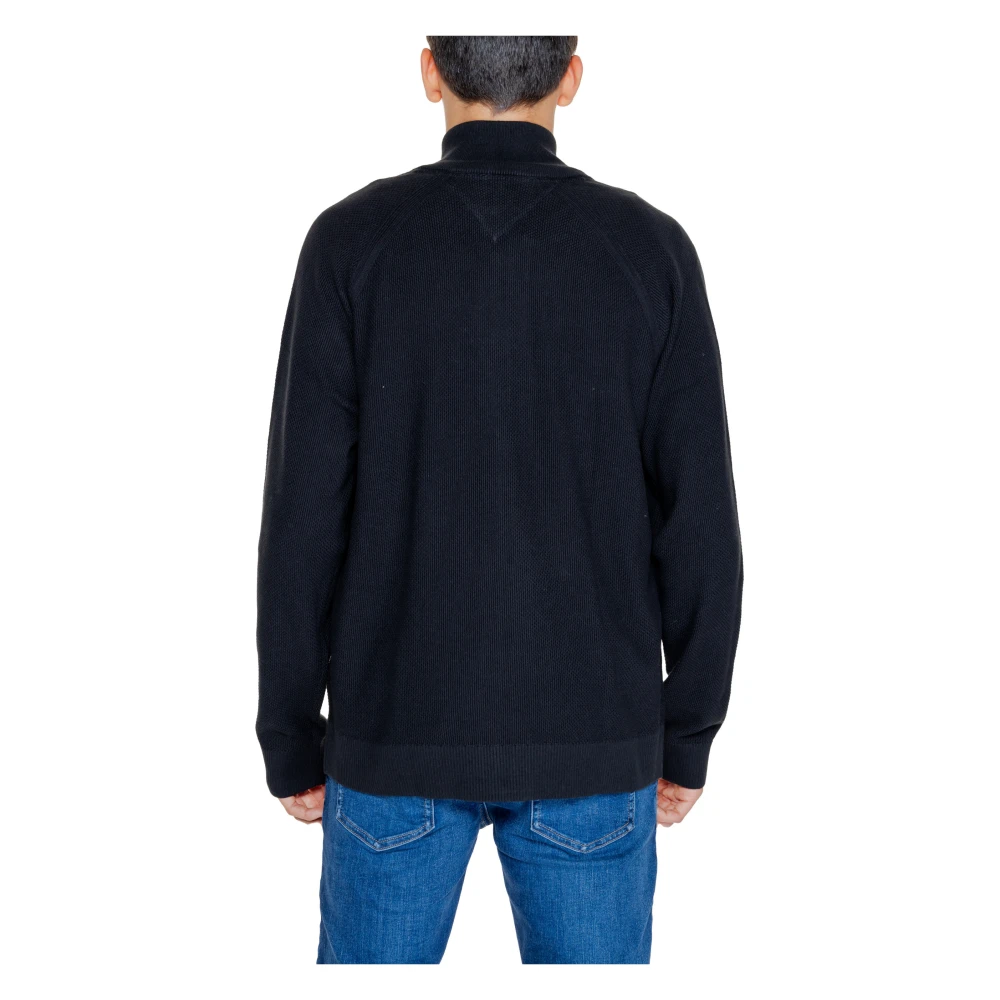 Tommy Jeans Zwarte Zip-Up Cardigan Mannen Herfst Winter Black Heren