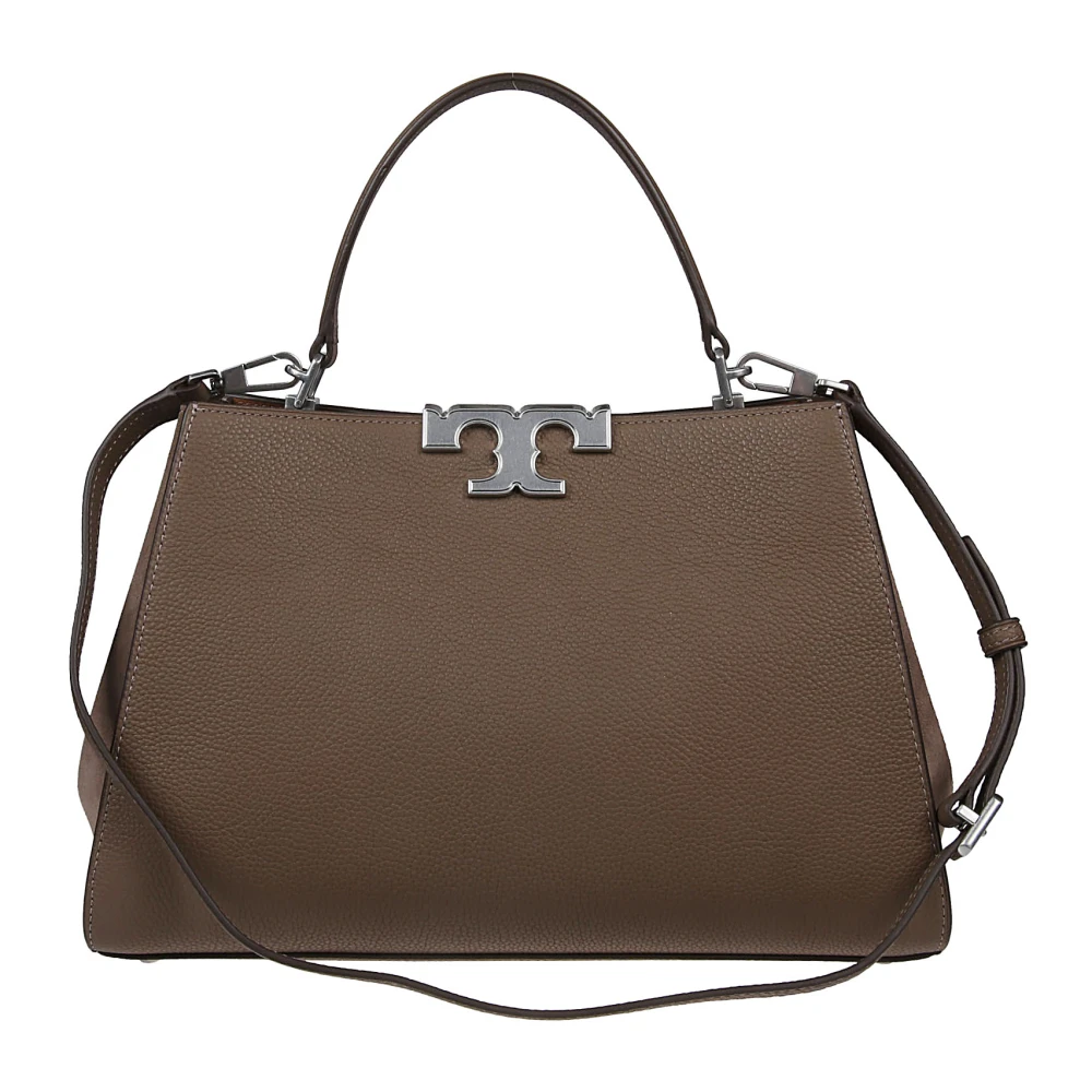 TORY BURCH Eleanor Pebbled Stachel Tas Brown Dames