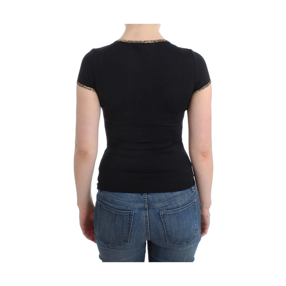 Roberto Cavalli Zwart Nylon Top T-shirt Black Dames