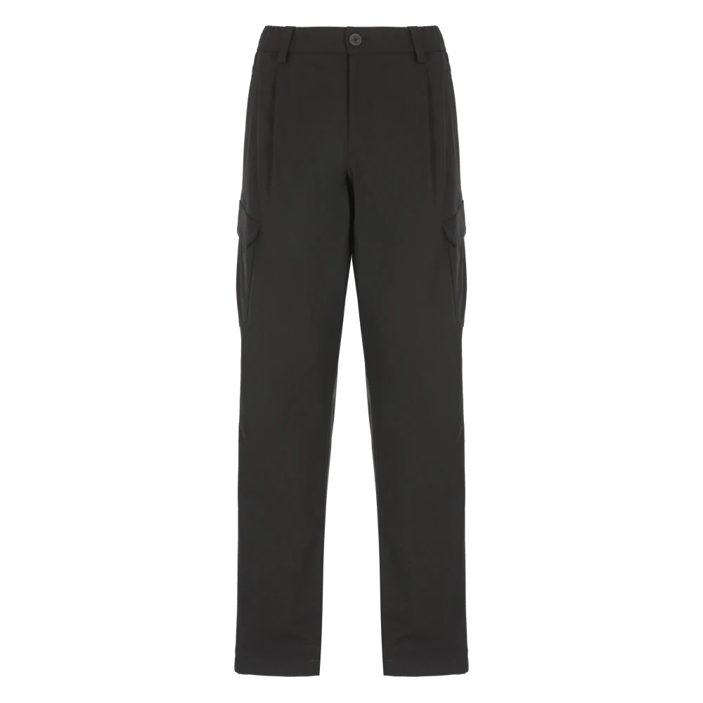 Herno Men's Black Cargo Trousers Elastic Waist Drawstrings - Straight Trousers - M - Trousers