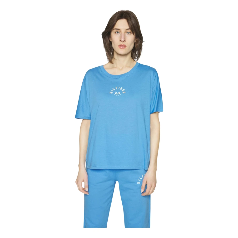 Tommy Hilfiger Ontspannen Grafische C-Nk Tee Blue Dames