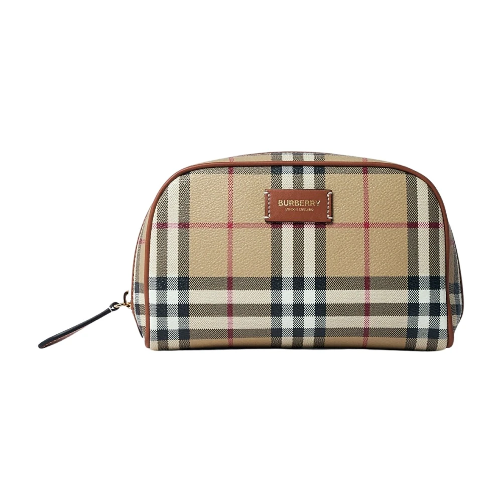 Burberry Geruite Reispouch Beige Dames