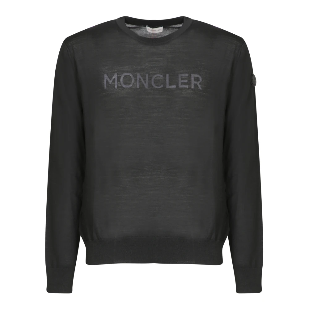 Moncler Zwarte Trui met Lange Mouwen Minimaal Ontwerp Black Heren