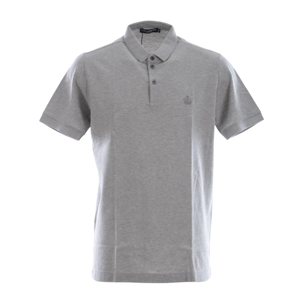 Dolce & Gabbana Heren Geborduurd Kroon Polo Shirt Gray Heren