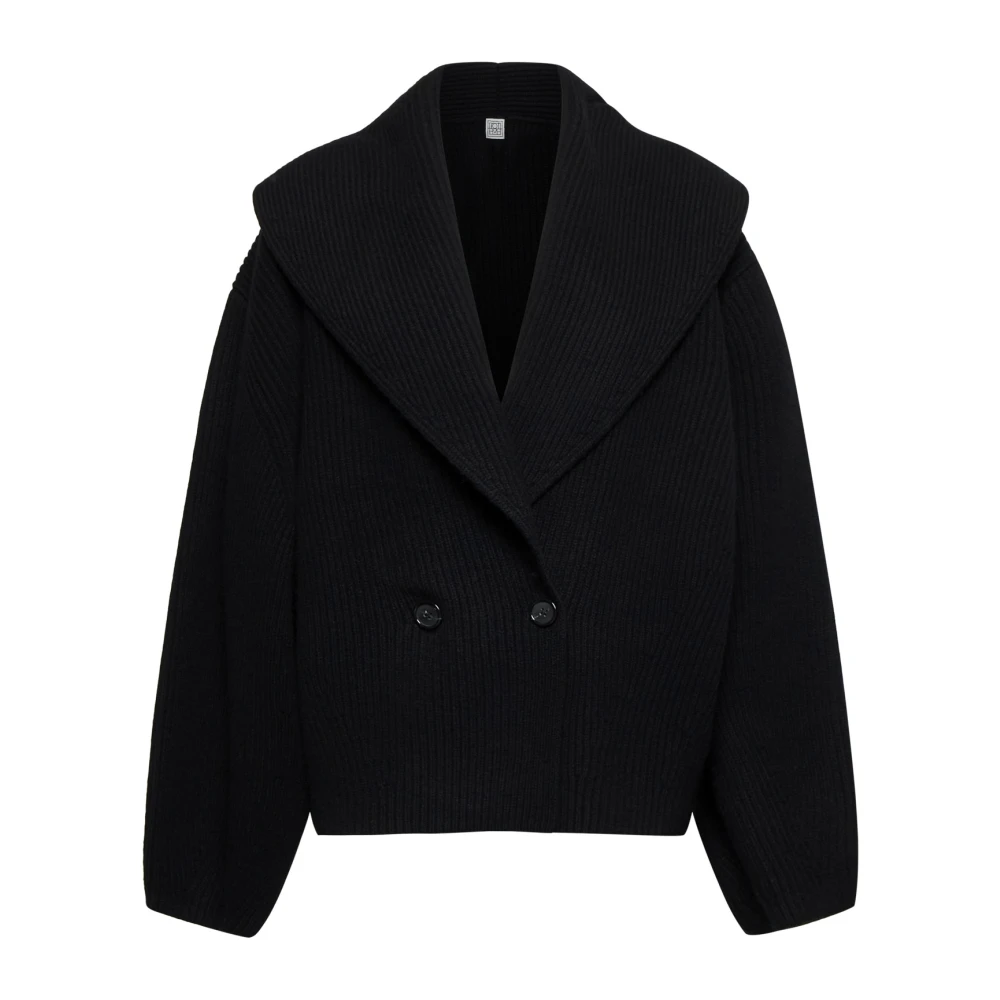 Totême Women's Black Cashmere Knitwear, Xs, Shawl Collar Jumper