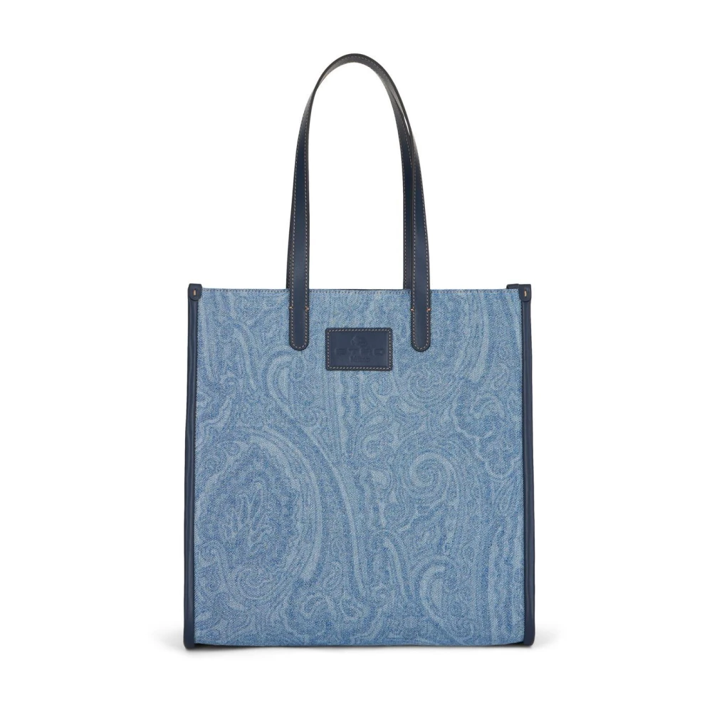 ETRO Denim Shopper met Amebas Patroon Blue Heren