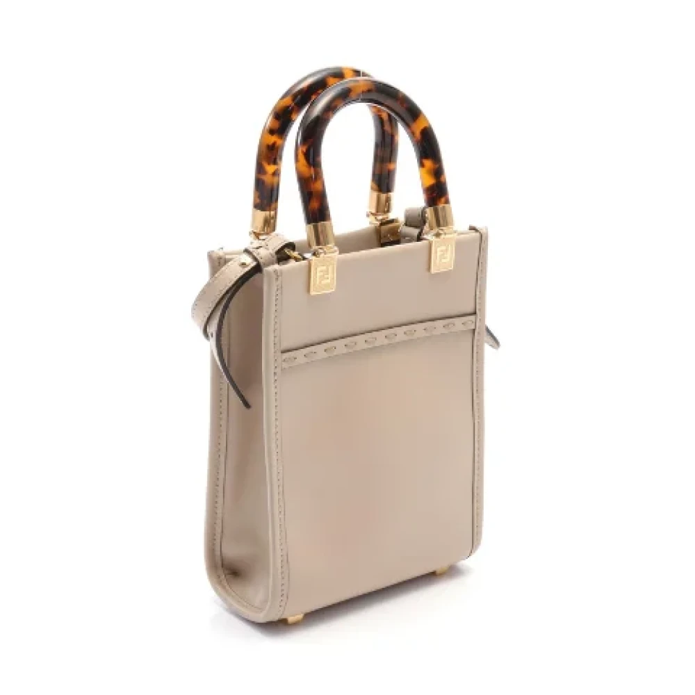 Fendi Vintage Pre-owned Leather handbags Beige Dames