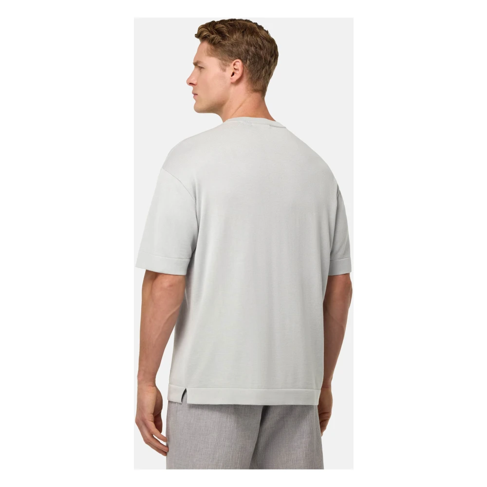 Boggi Milano Pima Katoenen Gebreide T-Shirt Blue Heren
