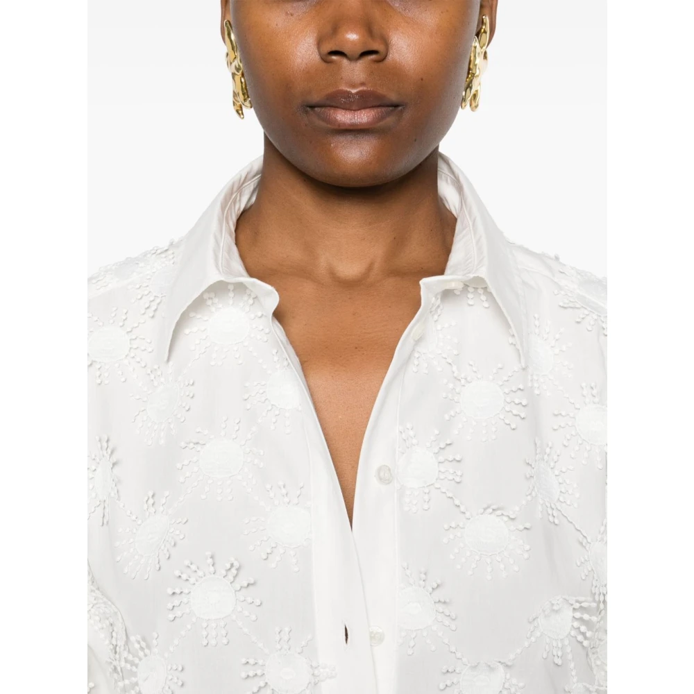 Msgm Witte Button-Up Overhemd Lange Mouwen White Dames