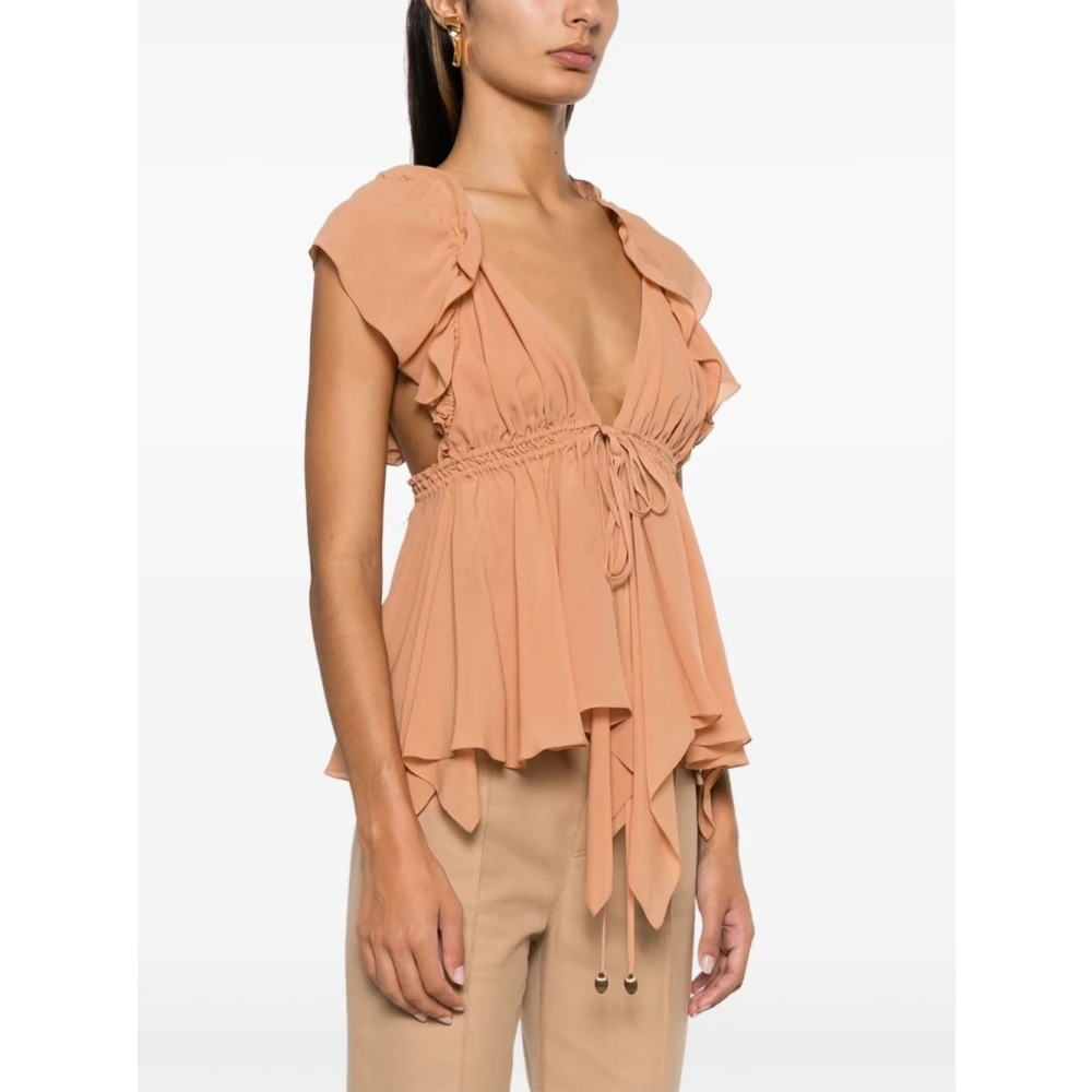 Chloé Nude Top met Ruches Beige Dames