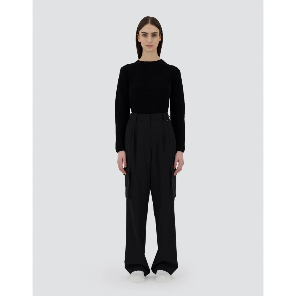 Herno Zachte wol cargobroek Black Dames