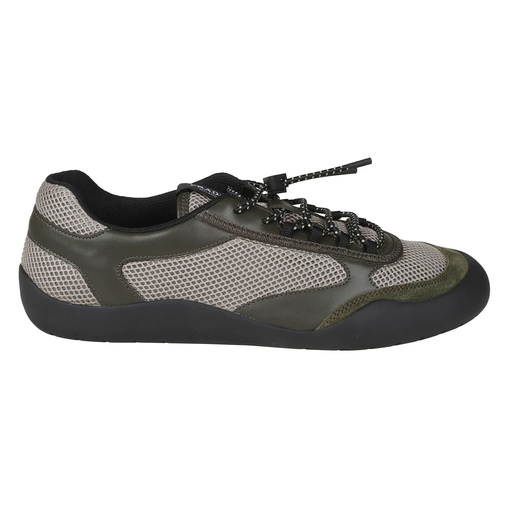Prada Men's Green Speedrock Sneakers In Leather And Mesh - Image 2
