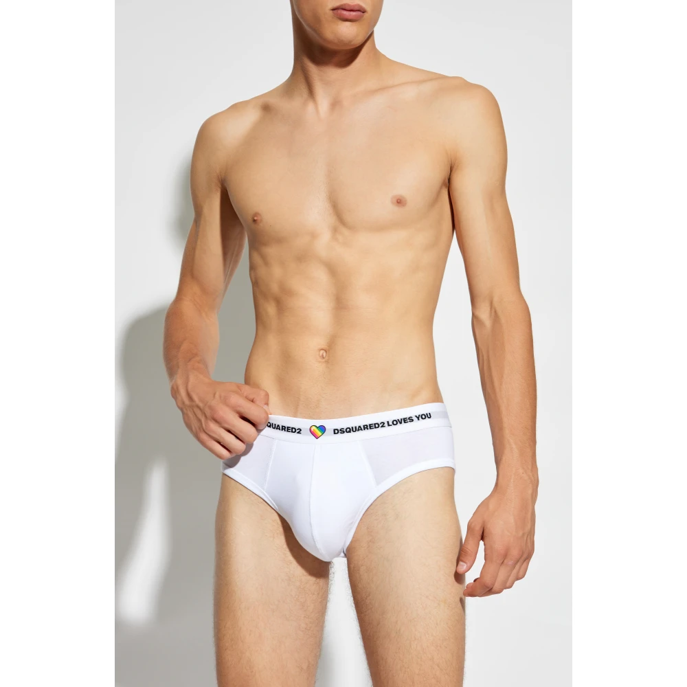 Dsquared2 Twee-pack slips met logo White Heren