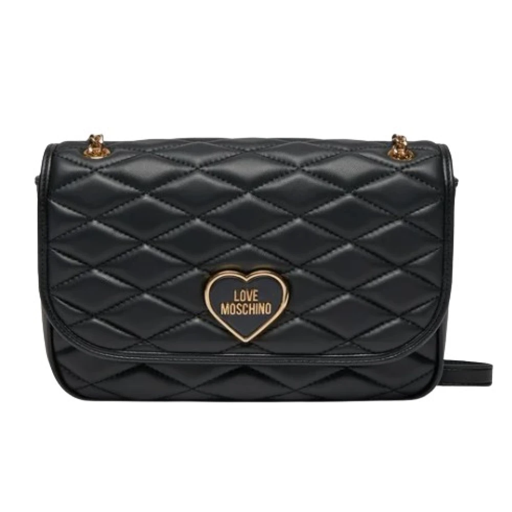 Love Moschino Women's Black Quilted Handbag With Chain Handle - Cross Body Bags - One Size - Bags