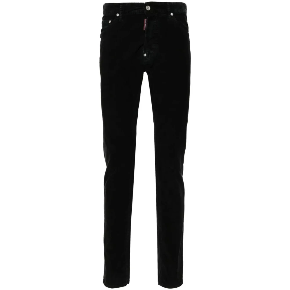 Dsquared2 Zwarte Corduroy Slim Fit Broek Black Heren