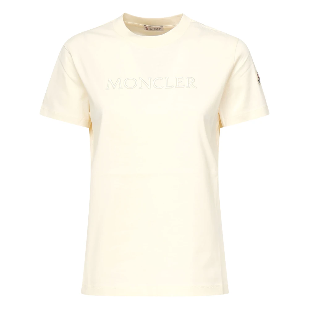 Moncler Witte katoenen T-shirts en Polos White Dames