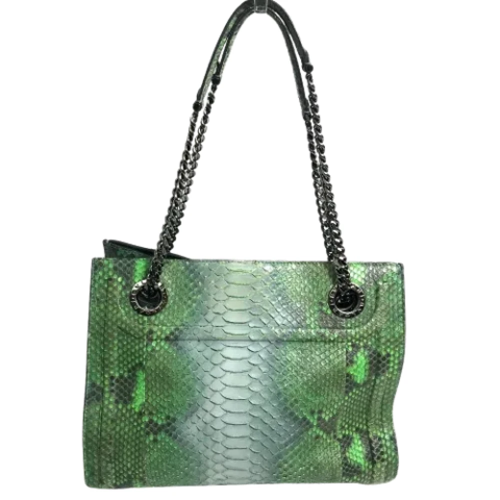 Bvlgari Vintage Pre-owned Fabric shoulder-bags Green Dames