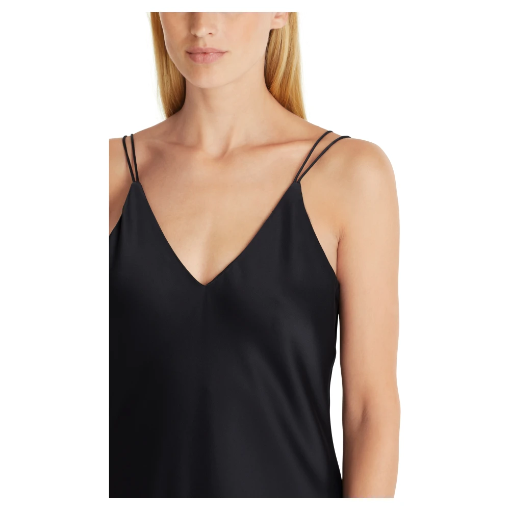 Marc Cain Flowy Midi Jurk met Dubbele Bandjes Blue Dames