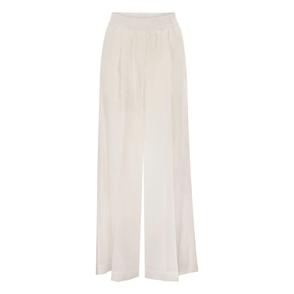 Brunello Cucinelli , Wide Trousers, Female, White, S, Loose Track Trousers