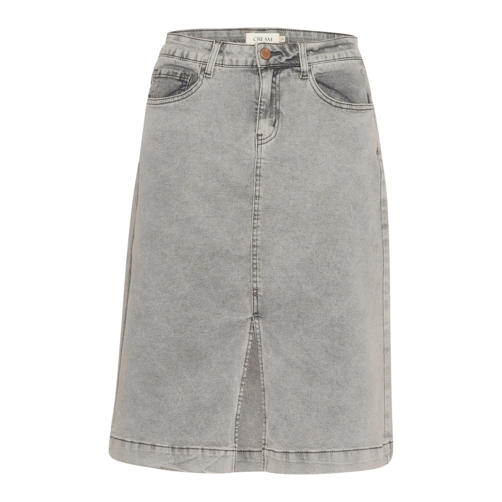Cream Denim Rok met Voor Split Gray Dames